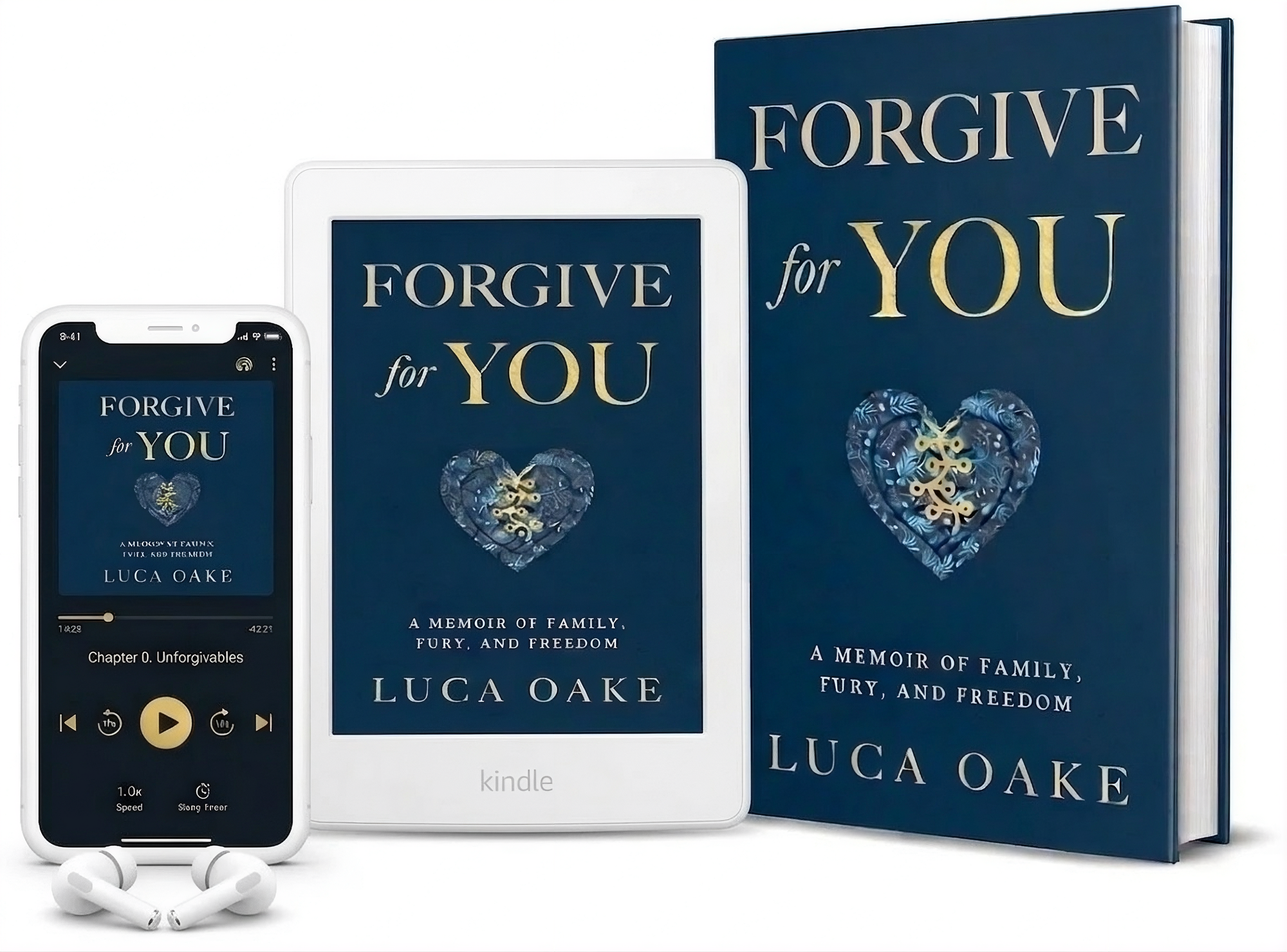 Forgive For You book cover shown as an audiobook, ebook, and paperback.